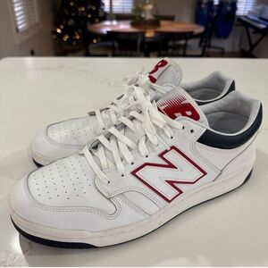 Size 12 - New Balance 480 - White/ navy blue and red.